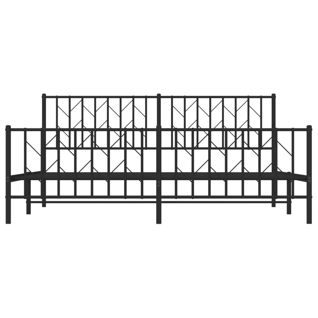 Cadre de lit métal avec tête de lit-pied de lit noir 183x213 - 5