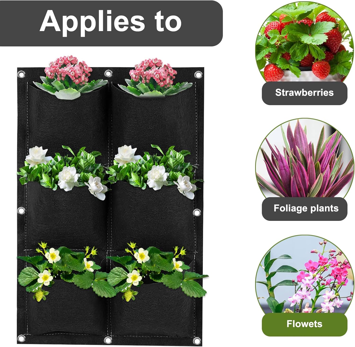 Sacca Da Coltivazione Verticale A Parete Con 9 Tasche – Verde – Giardino Verticale Per Piante, Fiori Ed Erbe – Impermeabile - 4