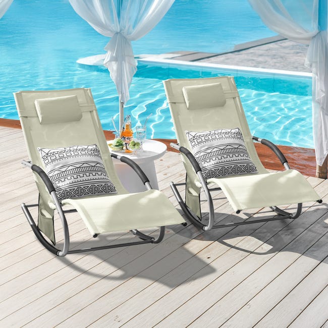 SoBuy Set di sedie a dondolo da esterno Poltrona sedia Sdraio da