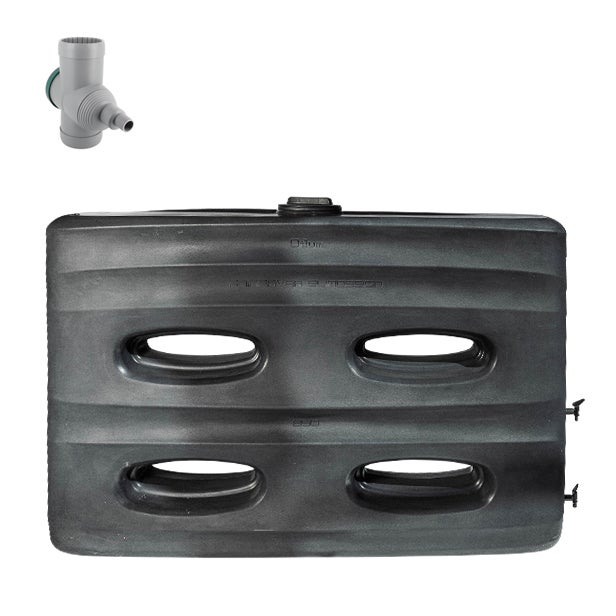 Kit Récupérateur Eau de Pluie Hors-Sol Mural 850 Litres DS EAU Gris Anthracite Garantie 5 ans + Filtre avec Fonction trop plein