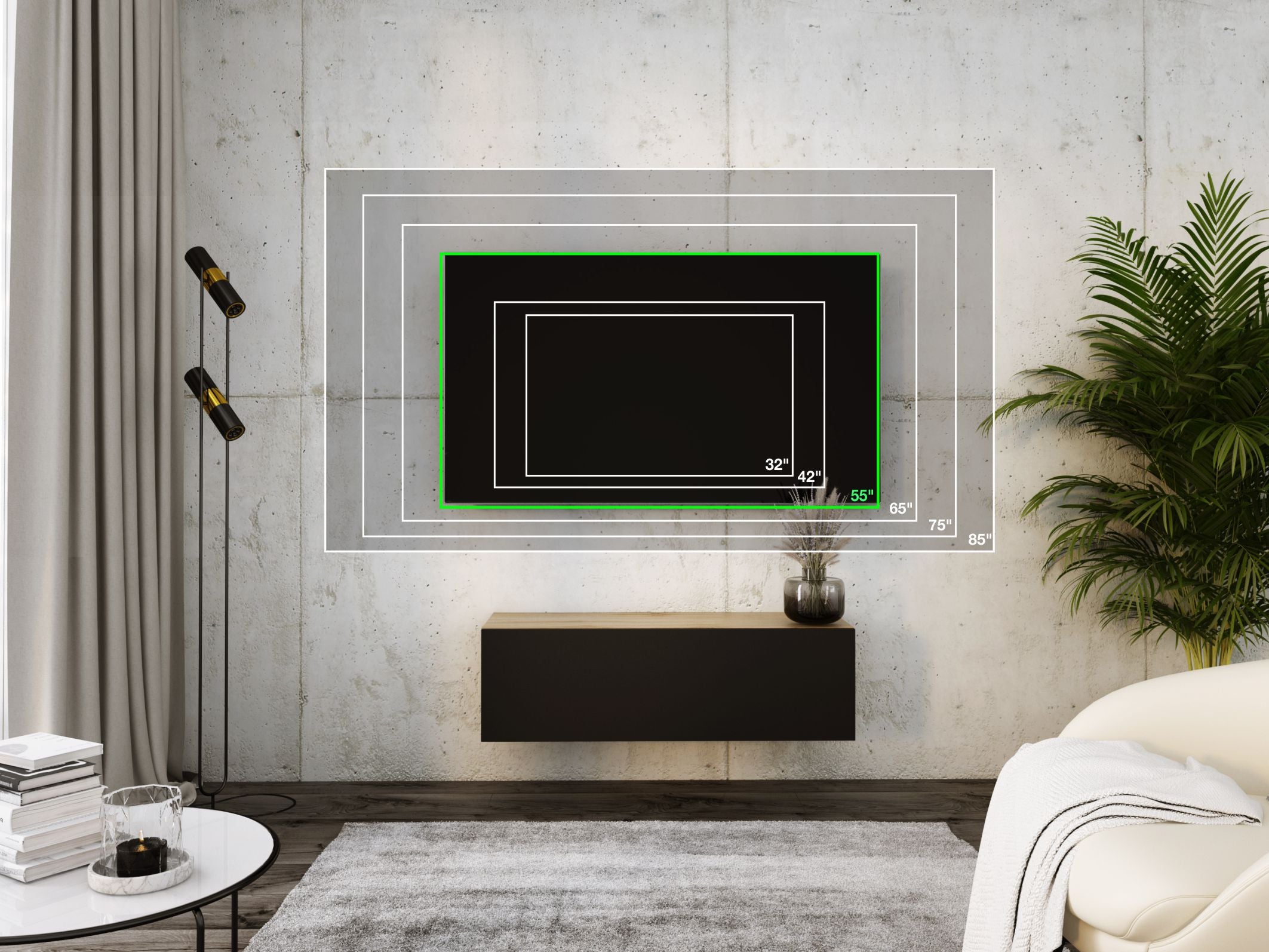 Szafka RTV : dąb Wotan / Czarny Matowy, 100 x 32 x 34 cm - 4