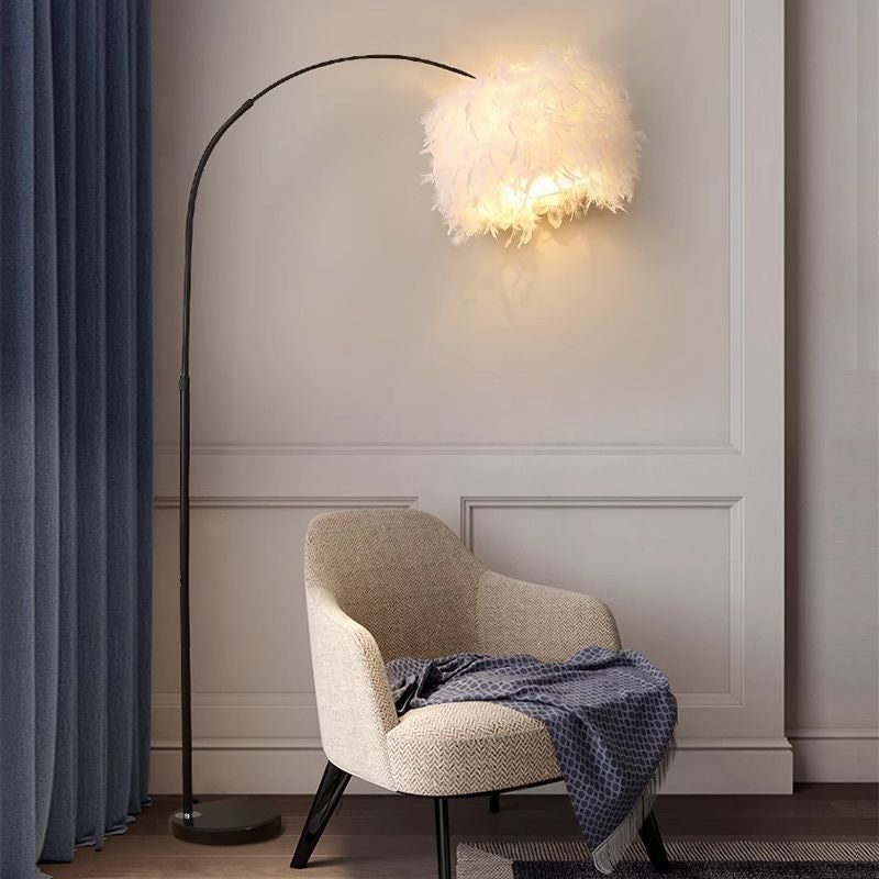 Suspension avec abat-jour en plumes 30 cm Abat-jour moelleux Blanc - 6