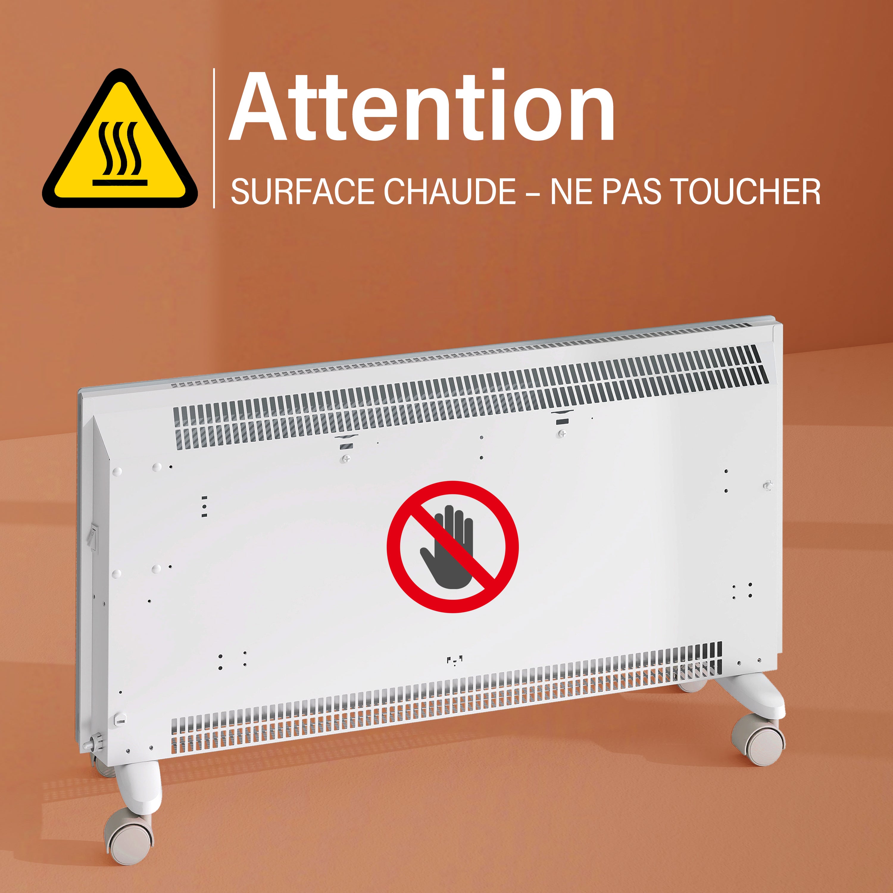 Radiateur électrique 2000W — Connecté WiFi — 2 en 1 mural et mobile — Ultra-plat 70mm — Verre blanc glacé — Grande surface - 7