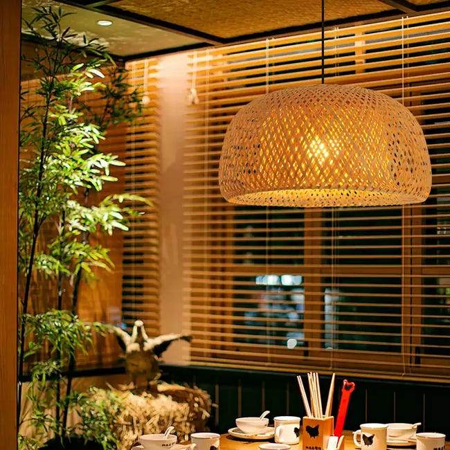 Lampada A Sospensione Paralume Bambù Intrecciato Jean Trio Lighting Lampada A Sospensione Paralume Bambù Intrecciato Jean Trio Lighting