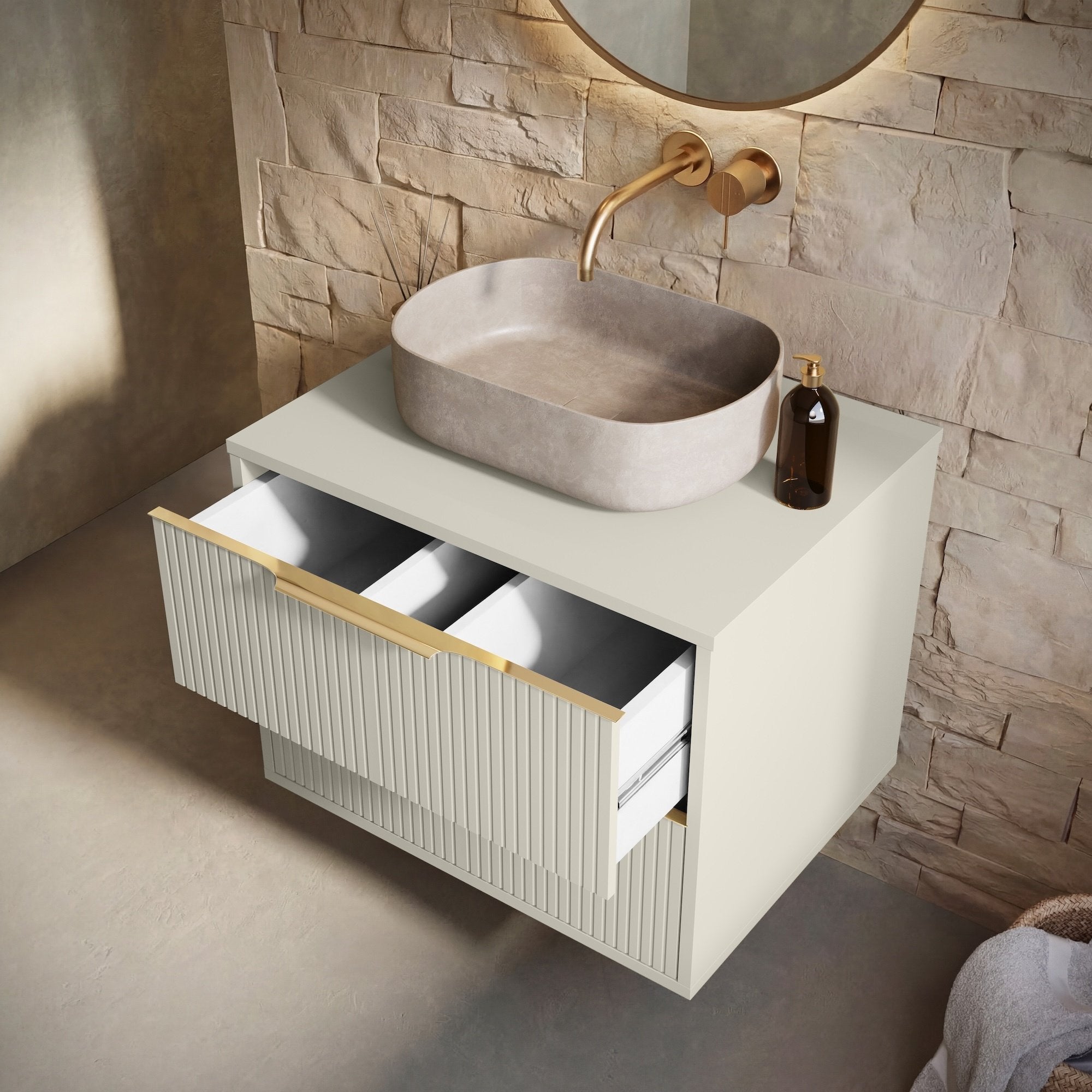 Meuble vasque Rimini 60 cm - Cashmere - Meuble de salle de bain avec tiroirs - 4