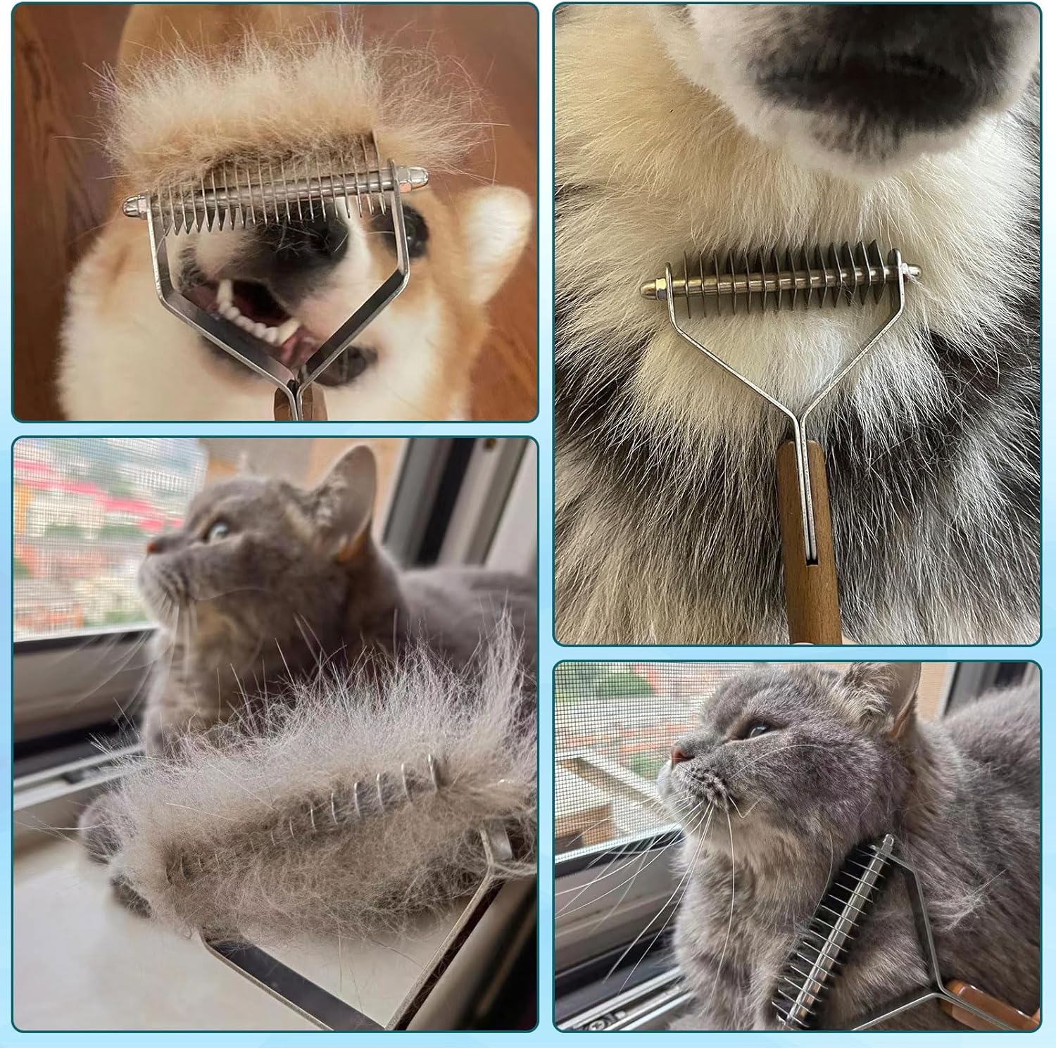 Escova para subpelo com 17+9 lâminas de dupla face para cães e gatos. - 7