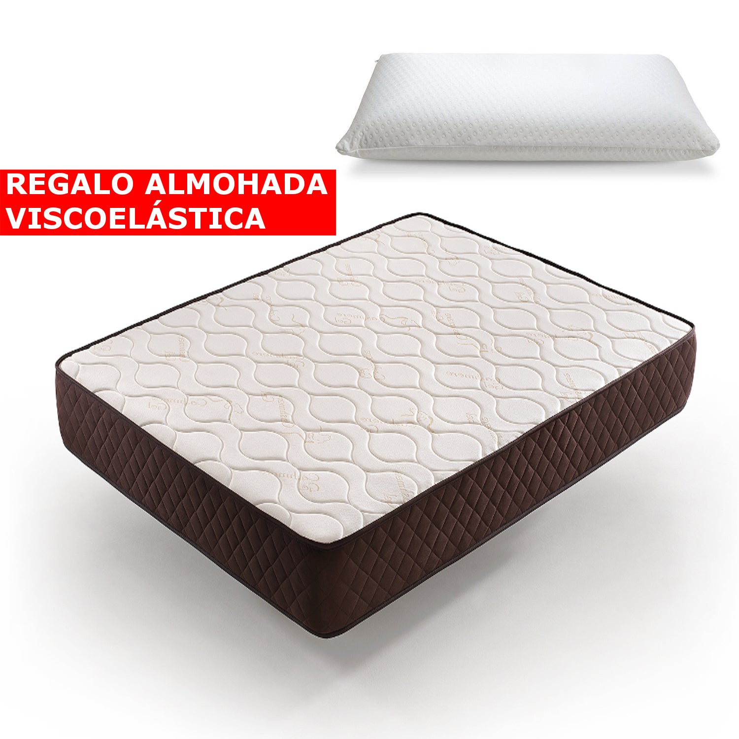 Colchon 135x190 viscoelástico + regalo 2 almohadas viscoelasticas 70 cm descansin   para personas con dolores de espalda   alta firmeza   efecto nube