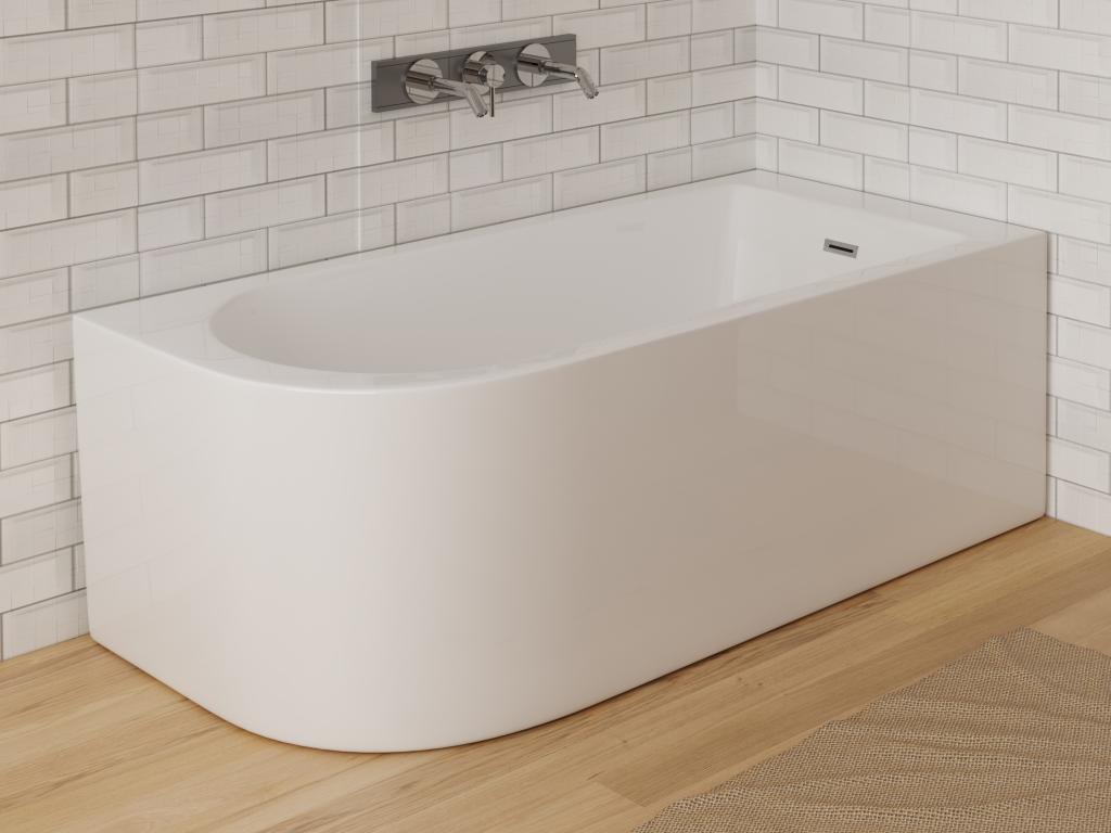 Vasca da bagno freestanding scanalata 220 lri 150 x 75 x 58 cm in Acrilico Nero