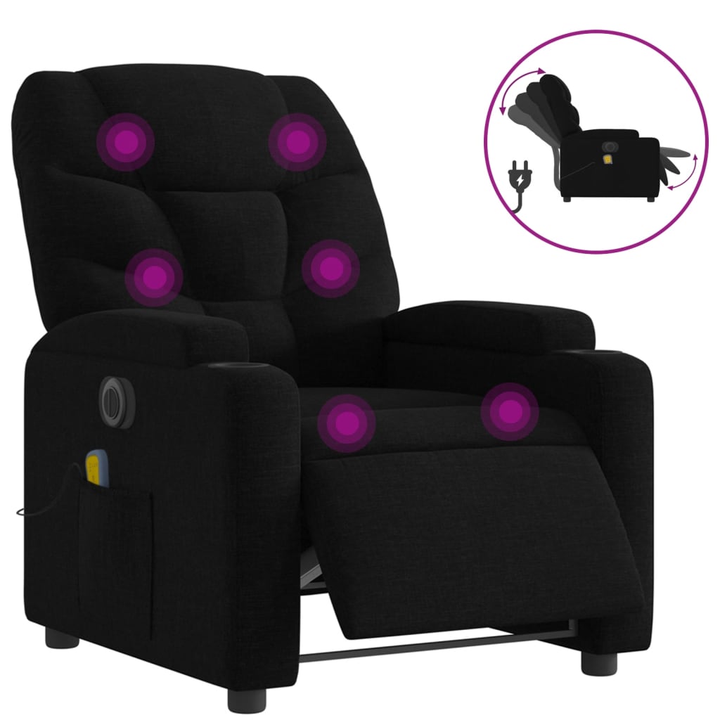 Fauteuil de massage inclinable électrique, en tissu noir, pour le salon - 2
