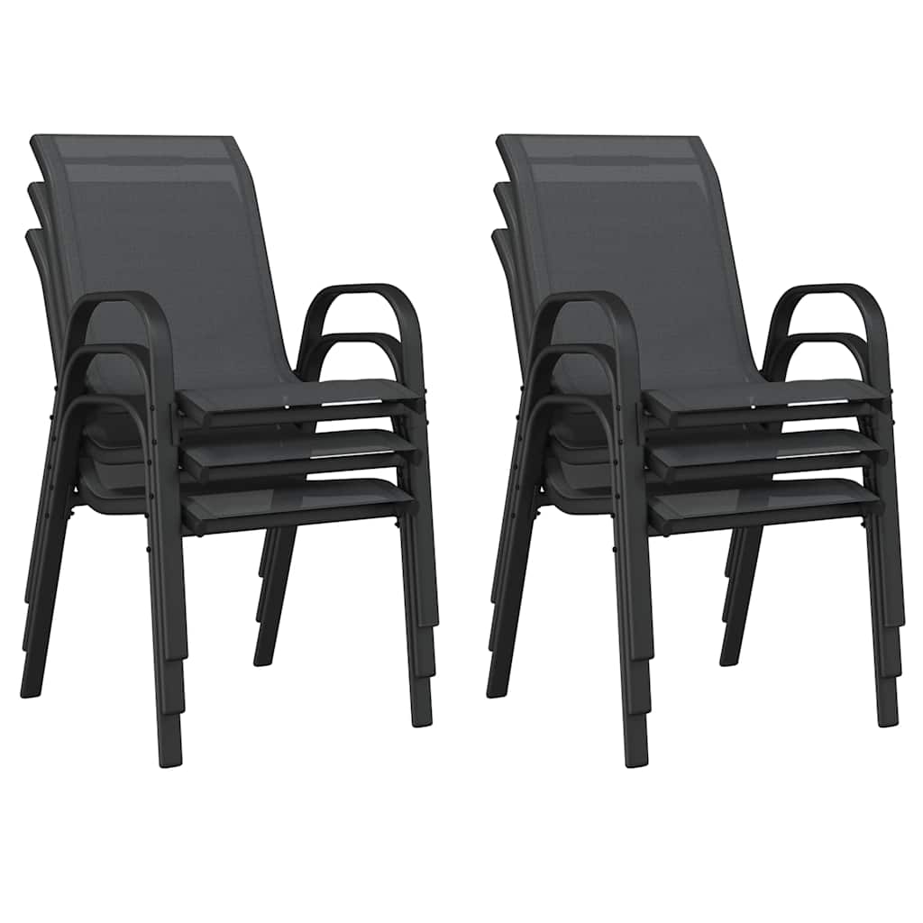 Maison Exclusive - Sedie da Giardino Impilabili 6 pz in Tessuto Textilene Nero - 8