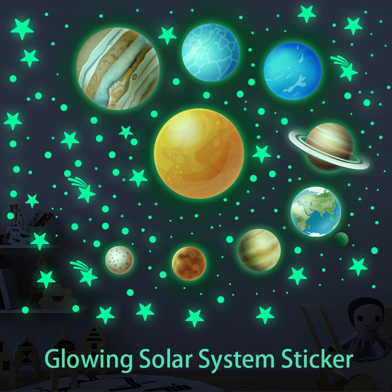 Autocollants Lumineux Planètes Étoiles Lumineuses Système Solaire Planètes Fluorescent Stickers Muraux Décoration de Plafond Autocollants pour Chambre - 2