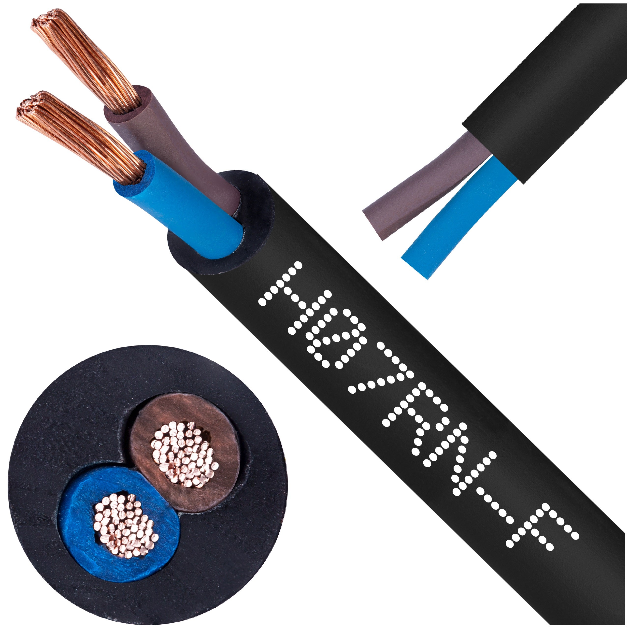 Kabel przemysłowy gumowy OnPD / H07RN-F 2x1,5mm2 czarny 450/750V zewnętrzny olejoodporny linka Elektrokabel 500m