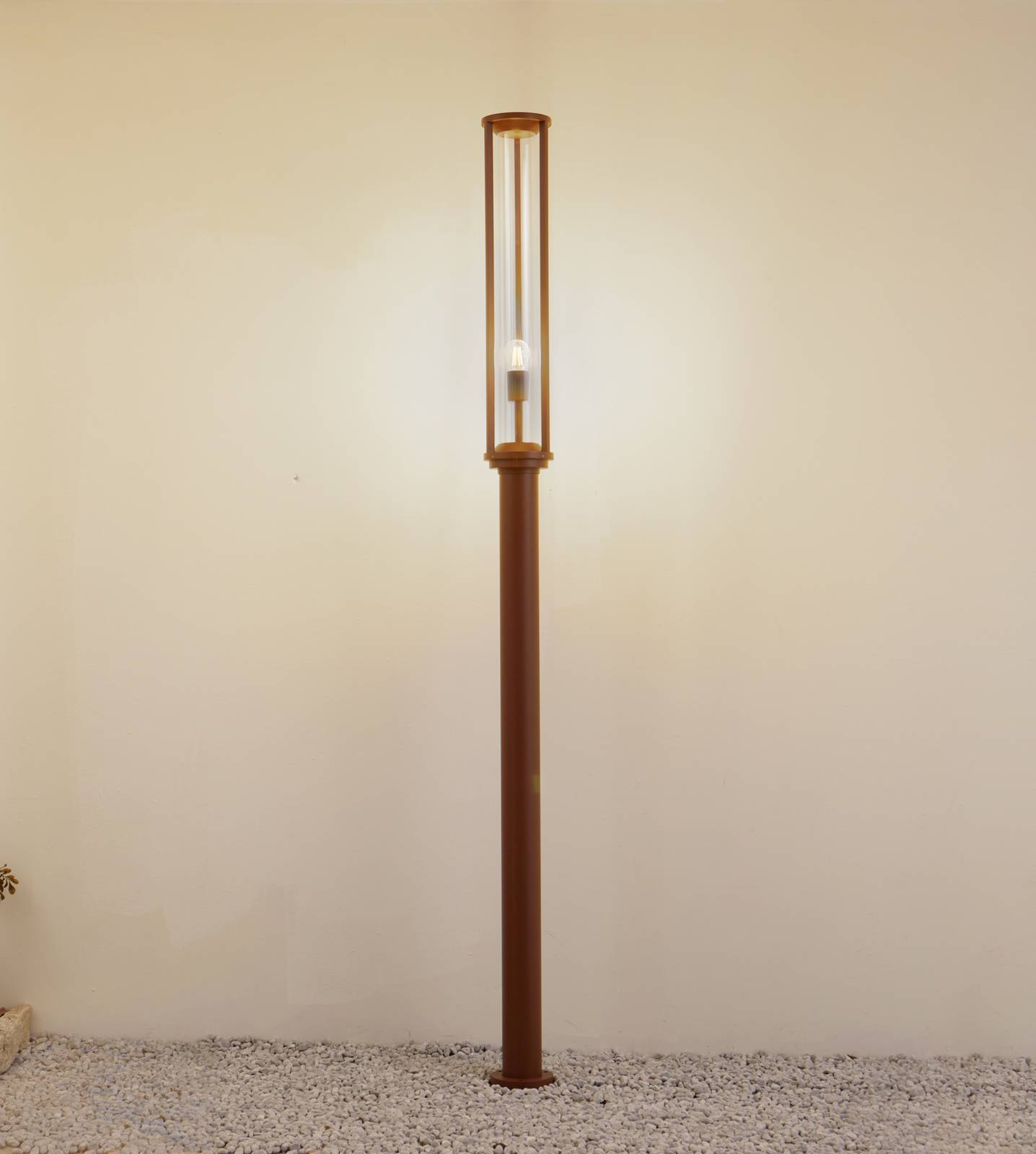 Lucande lampada da esterno Alivaro, color ruggine, 220 cm, E27, IP65, Candelabro, lampada da esterni - 3