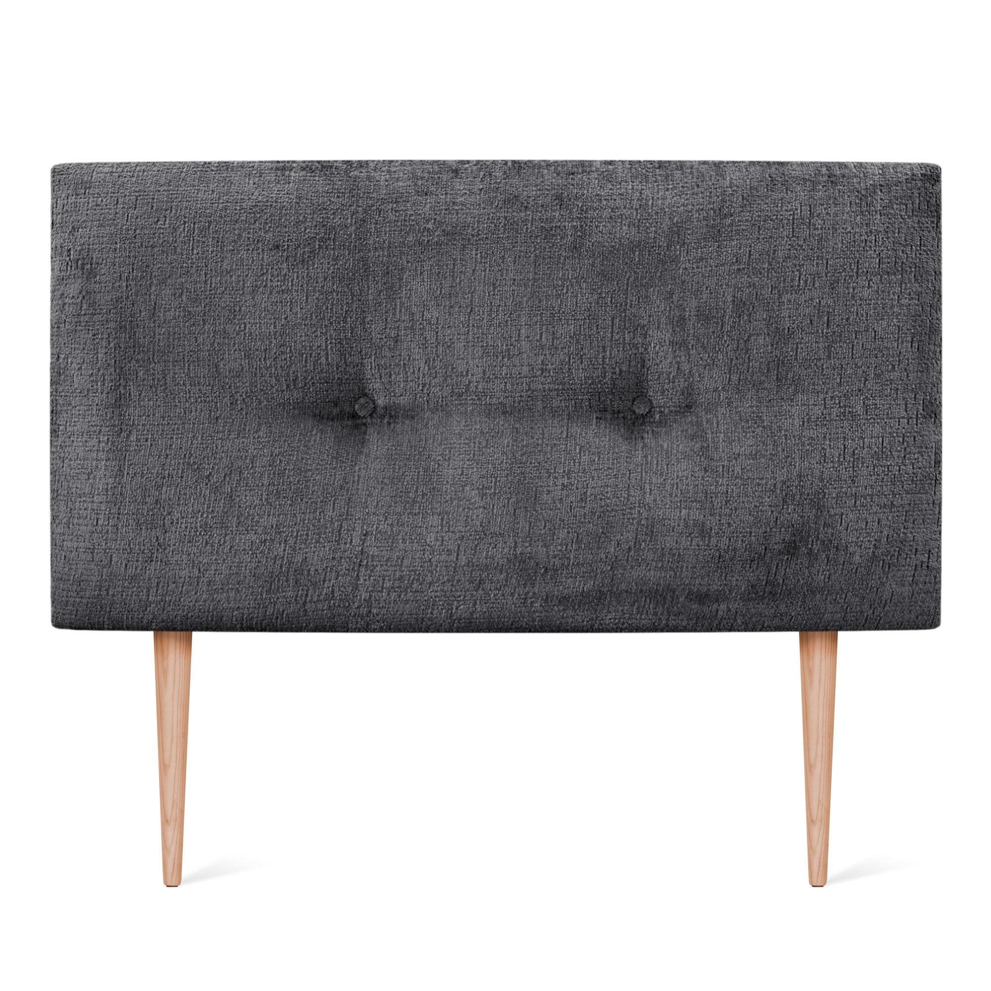 DHOME Testiera in lana ecologica premium finitura semplice con bottoni e gambe testiera imbottita per letto camera imbottita (Grigio Scuro, 90 cm) - 3