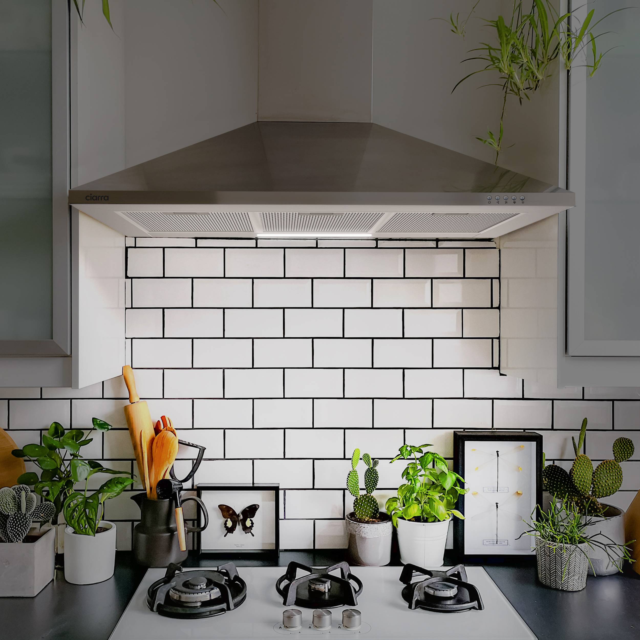 CIARRA Campana extractora 90 cm 370 m³/h A++ 3 Velocidades con Filtros de Carbón Extracción o Recirculación Inox 201SS90 - 5