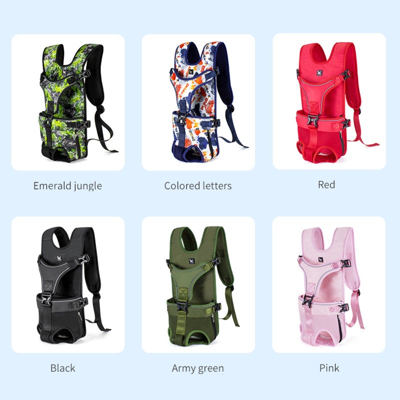 Bolsa peitoral para animais de estimação, ajustável com fecho de pressão, estampa camuflada (vermelha, M) - 3