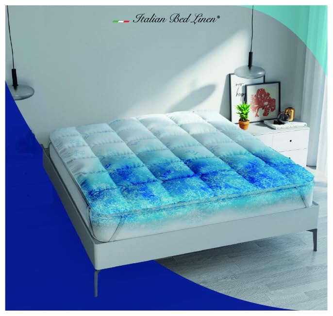 TOPPER ICE - Topper Rinfrescante Una Piazza e Mezza 120x195 cm - Topper Refrigerante con Elastici negli Angoli - Double Face, Soffietto 3cm, Lavabile - 3