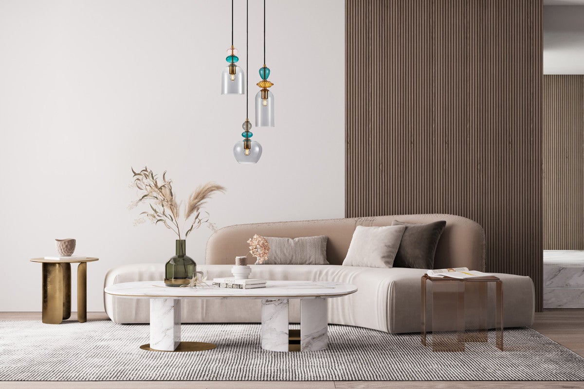 Lampa wisząca Busco złoto-czarna-turkusowa 3xE27x40W dekoracyjna wym: 125 x 39,5 x 39,5 cm szkło Italux - 2