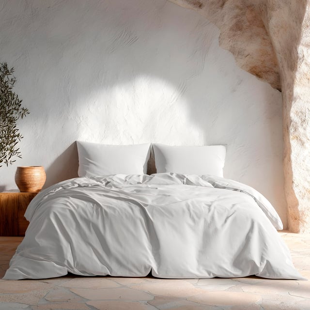 Housse de couette uni 100% coton avec taie d'oreiller 150x220 + 45x110cm coloris Gris Clair