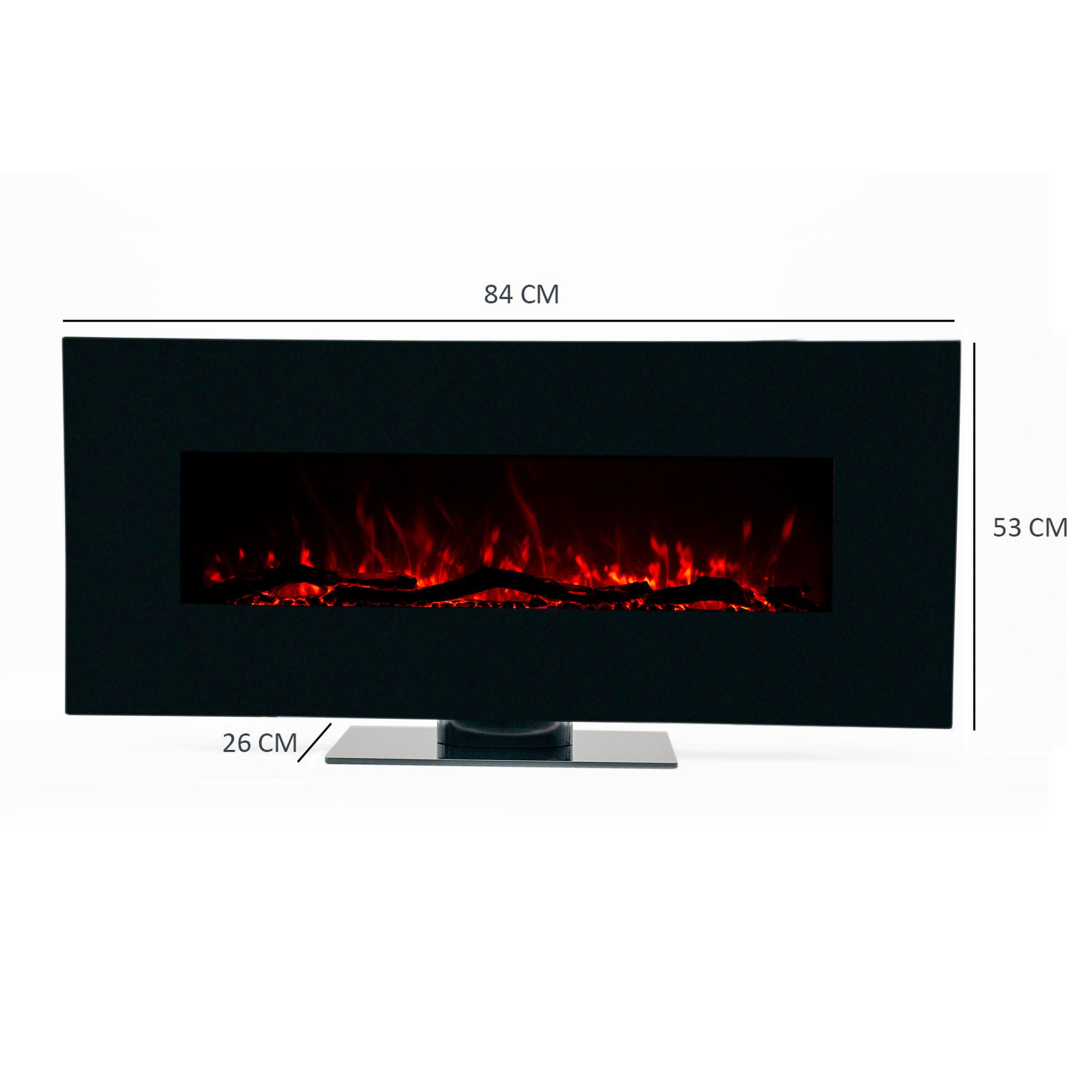 Chimenea Eléctrica de Pared 1600W Kekai Minesota 84x26x53 cm con Simulación de Fuego Negra con Mando para Interior - 4