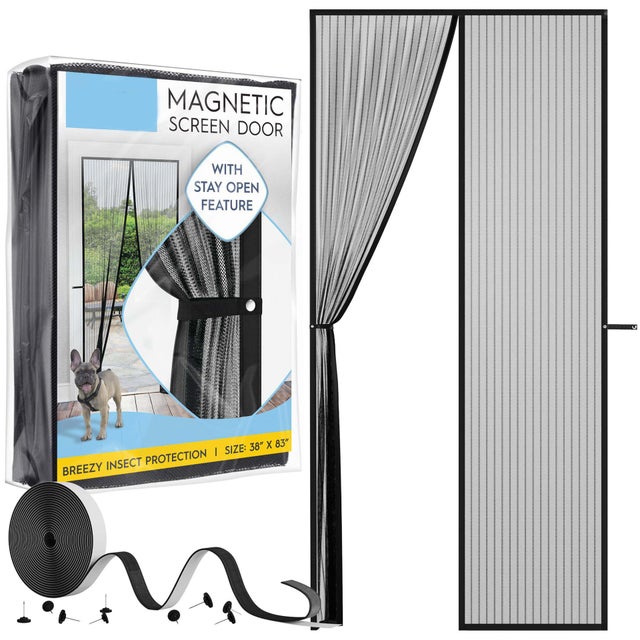 Mosquitera magnética antipinchazos, separador de malla, repelente de insectos, color negro, 96 x 210 cm