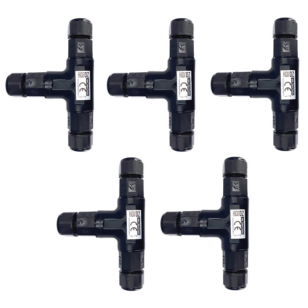 5x Mufa hermetyczna konektor kablowy, IP68, trójnik, 0.5-2.5mm², 16A, 250V HOROZ
