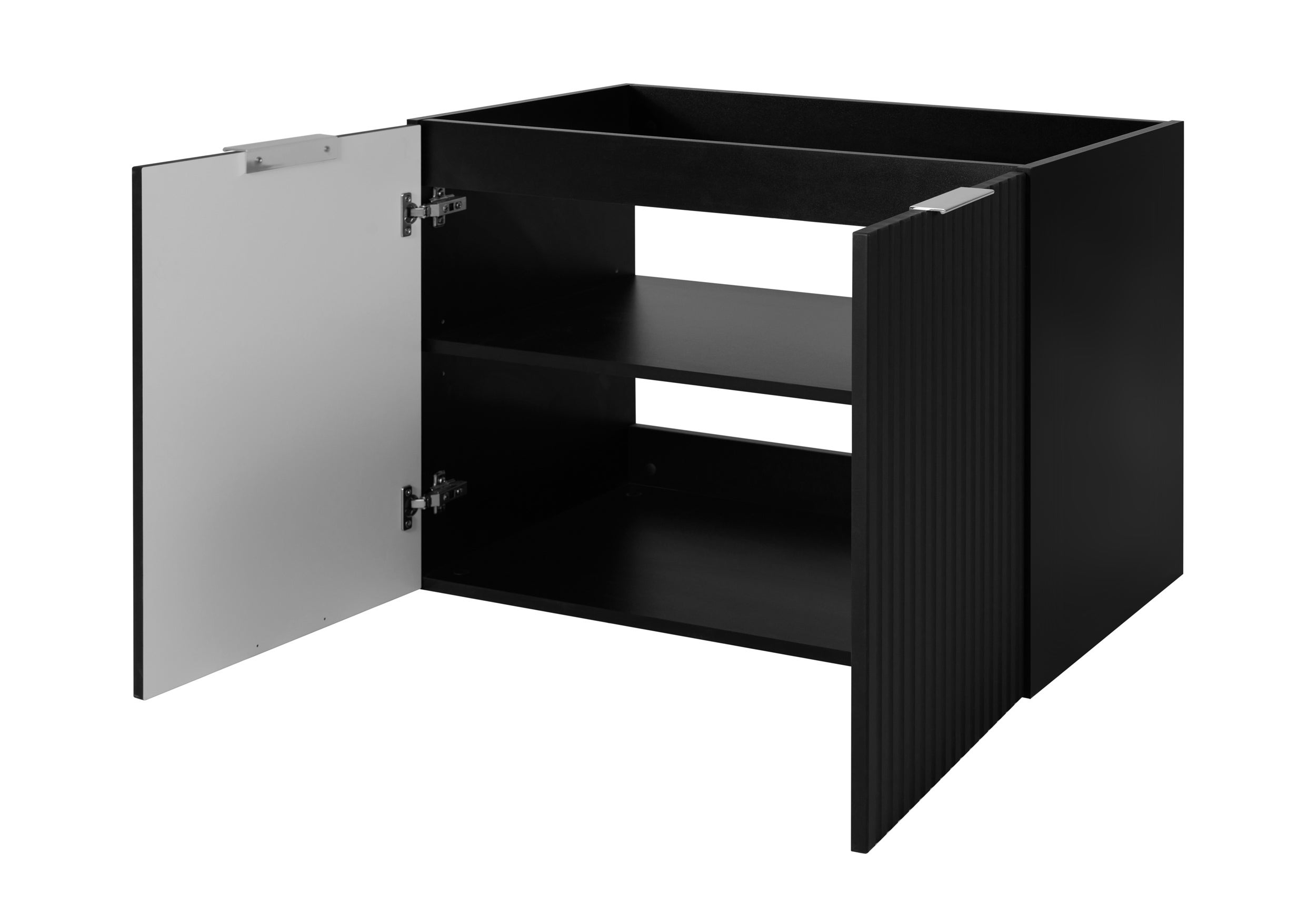 Zestaw łazienkowy FLOW 120 cm czarny z regałami ryflowany front - 5