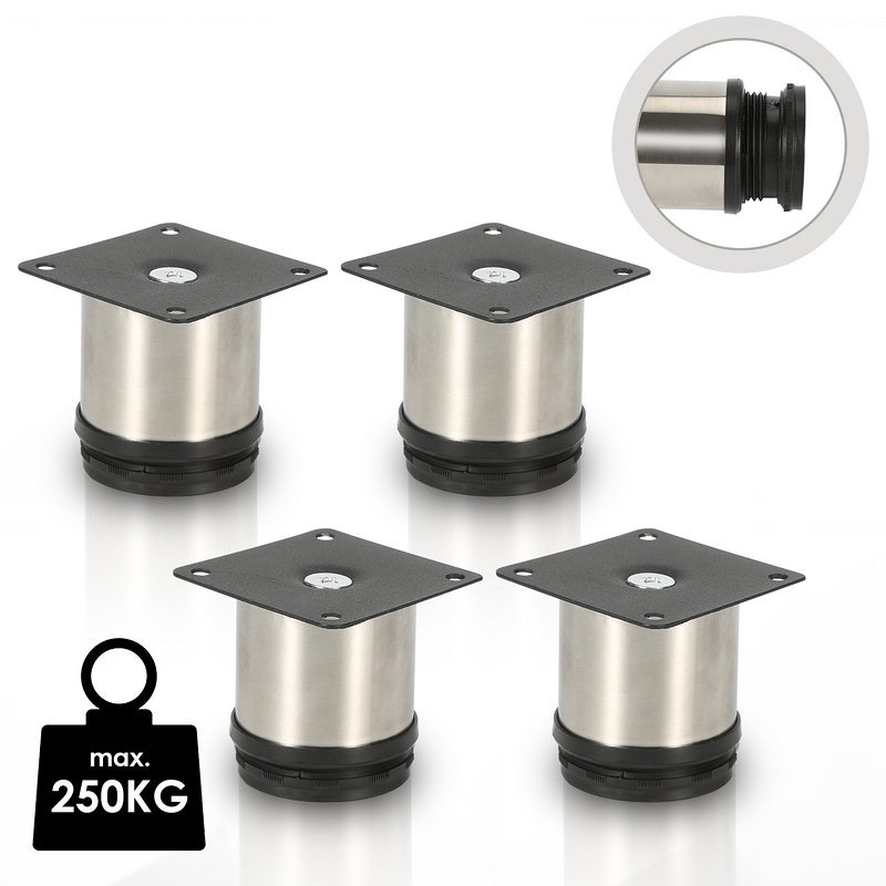 Lot 8 Pieds Réglables M8×80 Mm – Acier Inox 304 + Nylon – Antidérapants, Nivellement Meubles, Machines, Fitness