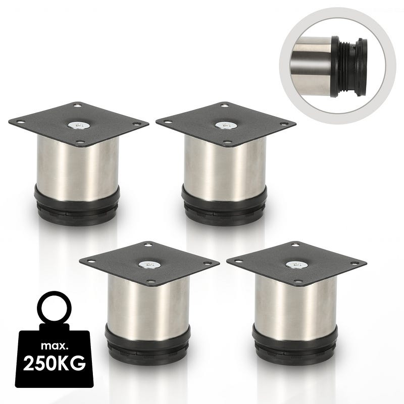 Lot 8 Pieds Réglables M8×80 Mm – Acier Inox 304 + Nylon – Antidérapants, Nivellement Meubles, Machines, Fitness