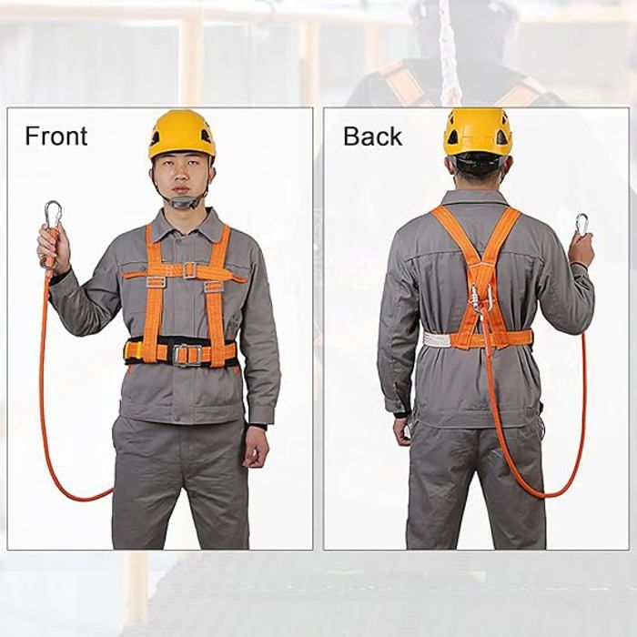 Harnais de Sécurité avec Longe, Baudrier Escalade, avec Support Ventral Epaissi, Portante 100 kg (Grande Boucle 1,6 m) - 4