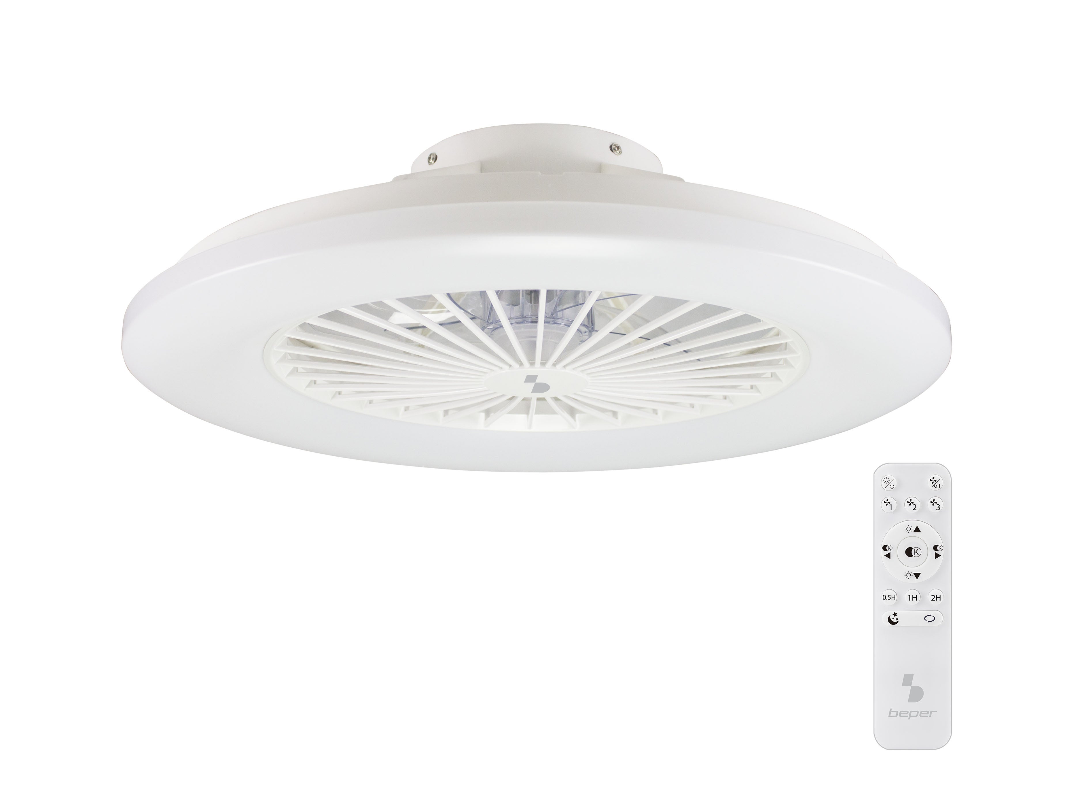 BEPER P206VEN640 Ventilateur Plafond Avec Lumière LED 40W - Télécommande, 3 Vitesses, Blanc
