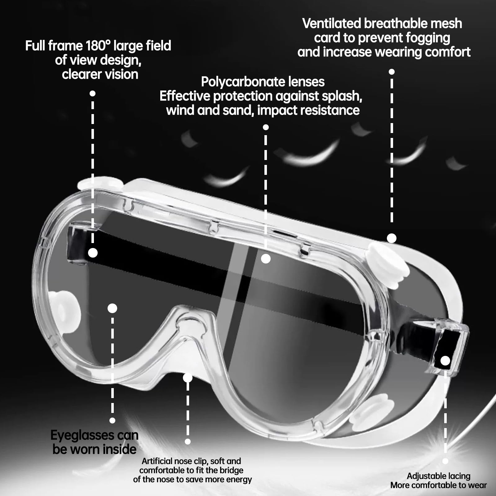 2 pièces lunette de protection travail Lunettes de protection, Surlunettes de Sécurité Anti-rayures Idéal pour Bricolage, Chimie, Travaux, Chantiers - 4
