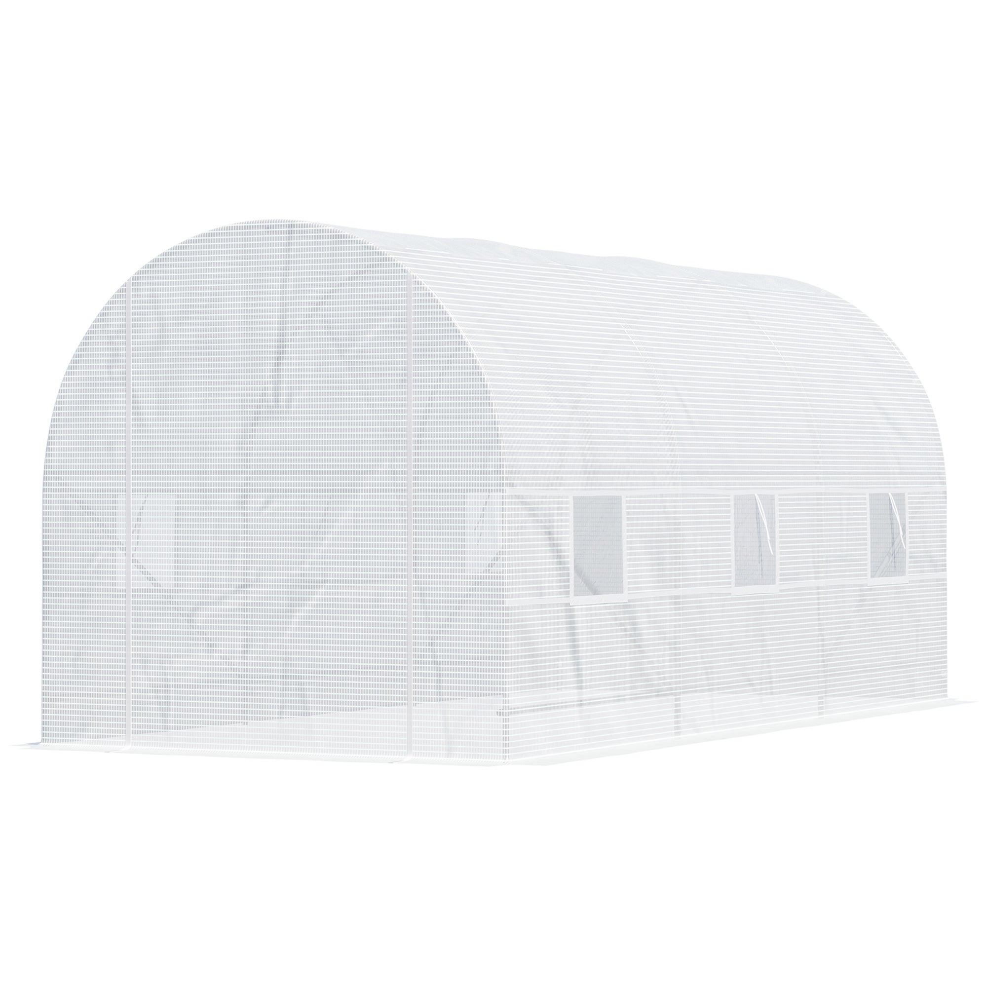 Serre de Jardin Tunnel Surface Sol 9 m² 4,45L x 2l x 2H m châssis Tubulaire renforcé 18 mm 6 fenêtres Blanc - 2