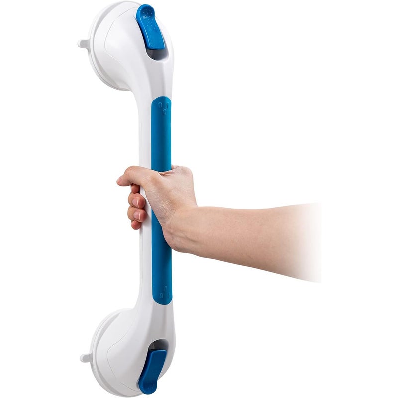 Uchwyt prysznicowy z niebieską przyssawką, mocny, odpowiedni dla osób niepełnosprawnych, starszych i rannych, bezpieczny, wytrzymuje ciężar do 220 kg,