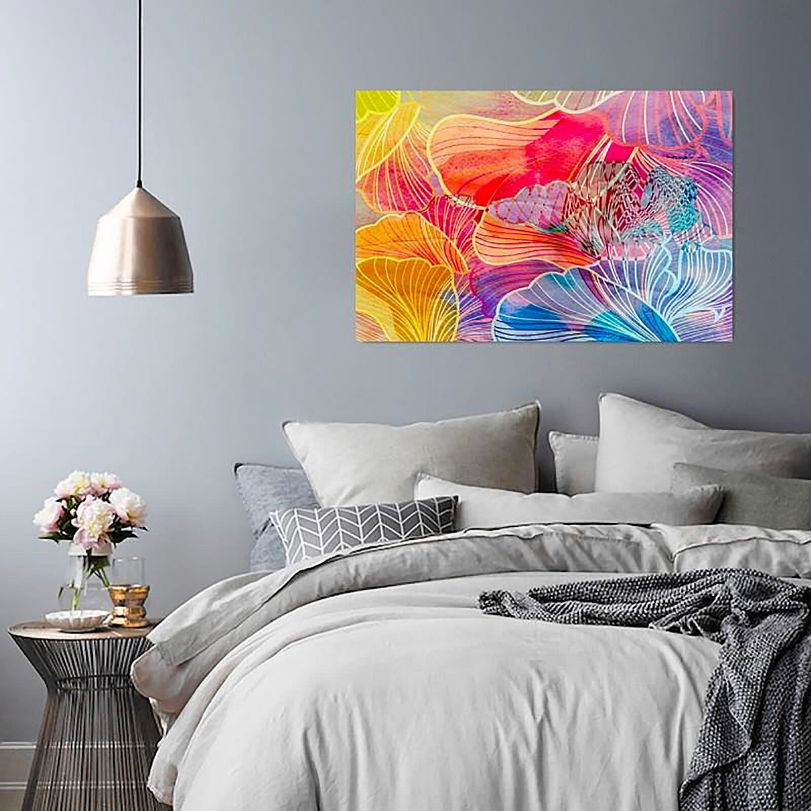 Tableau bois lotus abstrait - 100 x 70 cm - 3