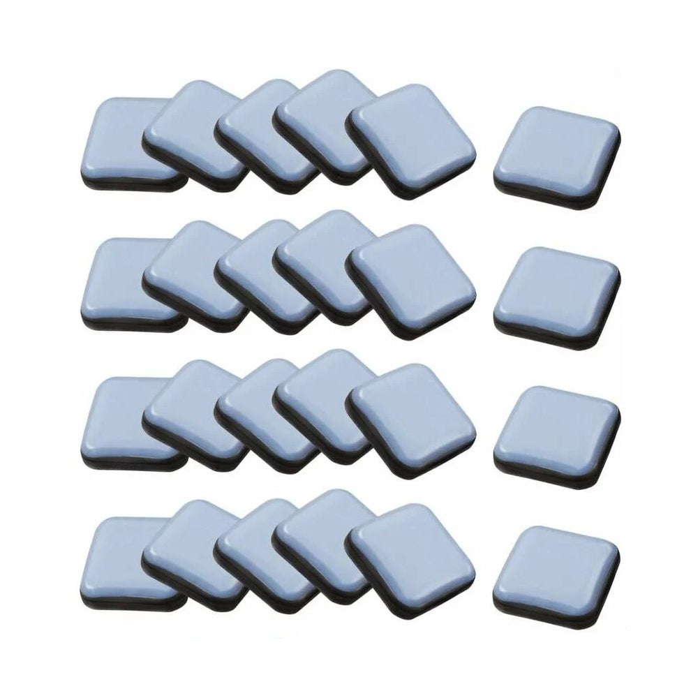 24 samoprzylepne kwadratowe podkładki teflonowe do mebli, 25 x 25 mm, do krzeseł, sof, biurek, stołów i foteli.