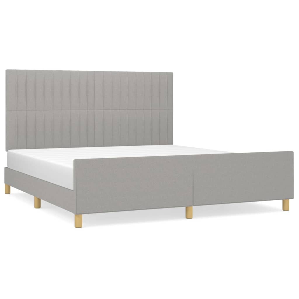 Cadre de lit sans matelas en tissu gris clair pour la chambre, 160 × 200 cm - 2