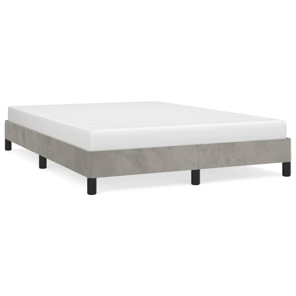 Cadre de lit sans matelas gris clair 140 x 200 cm en velours - 2