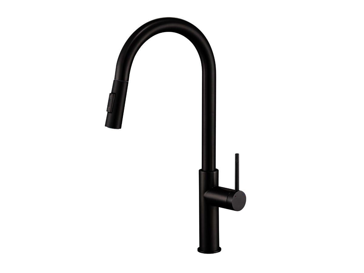 Bateria Kuchenna GranMaster - IZIS Czarny mat, stal nierdzewna, dwufunkcyjna wyciągana wylewka 1szt.