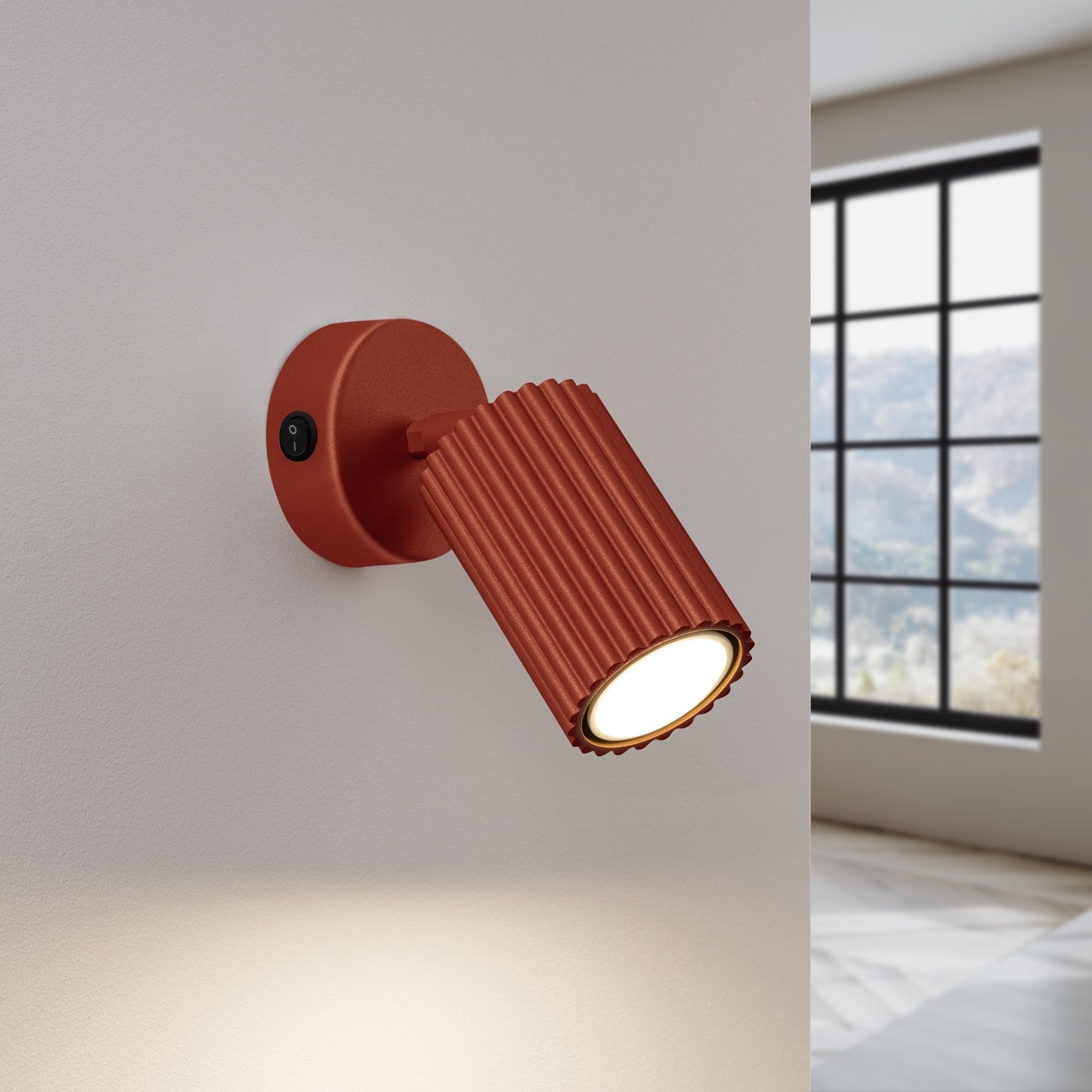 Kinkiet GLOOW ochra czerwona z włącznikiem LED 3000K - 8x16x16cm Sollux