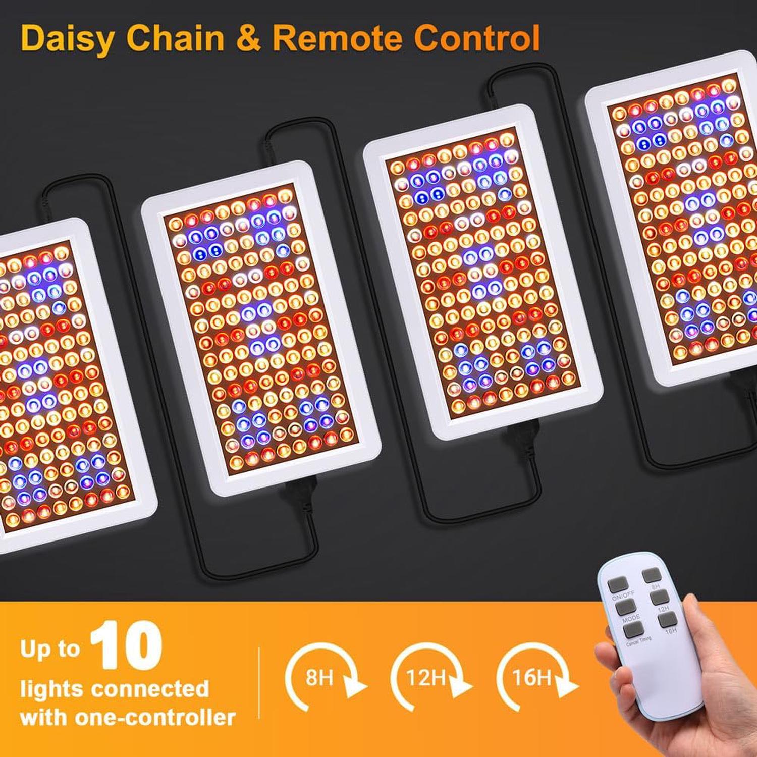 Lampada crescita LED spettro completo con UV IR, doppio chip, timer 8/12/16h, cavo 3m - 5