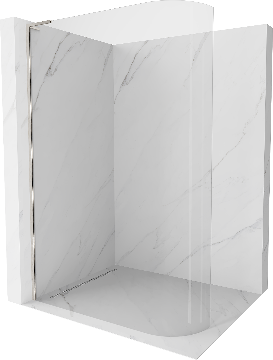 Mexen Kioto-R L ścianka prysznicowa zaokrąglona Walk-in 90 x 200 cm, transparent, nikiel szczotkowany - 800-090-103-97-06