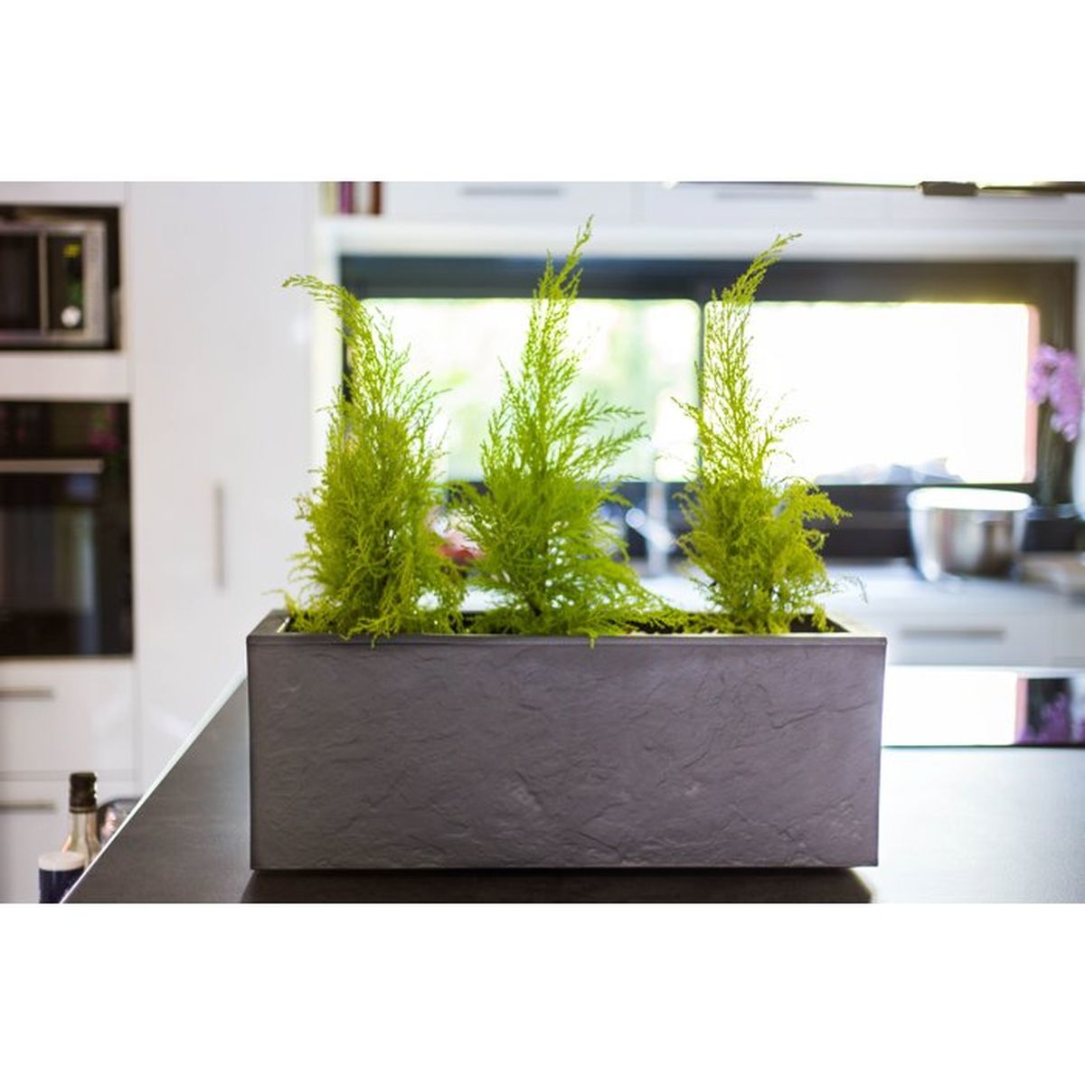 Balconniere rectangulaire EDA Volcania Up 25 L effet pierre anthracite 59 x 19 5 x 22 8 cm - 2