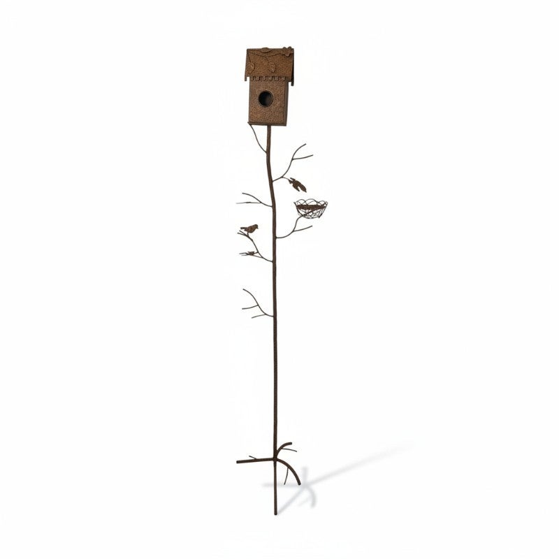 Tuteur nichoir oiseaux rouille 150x15x24cm - 2