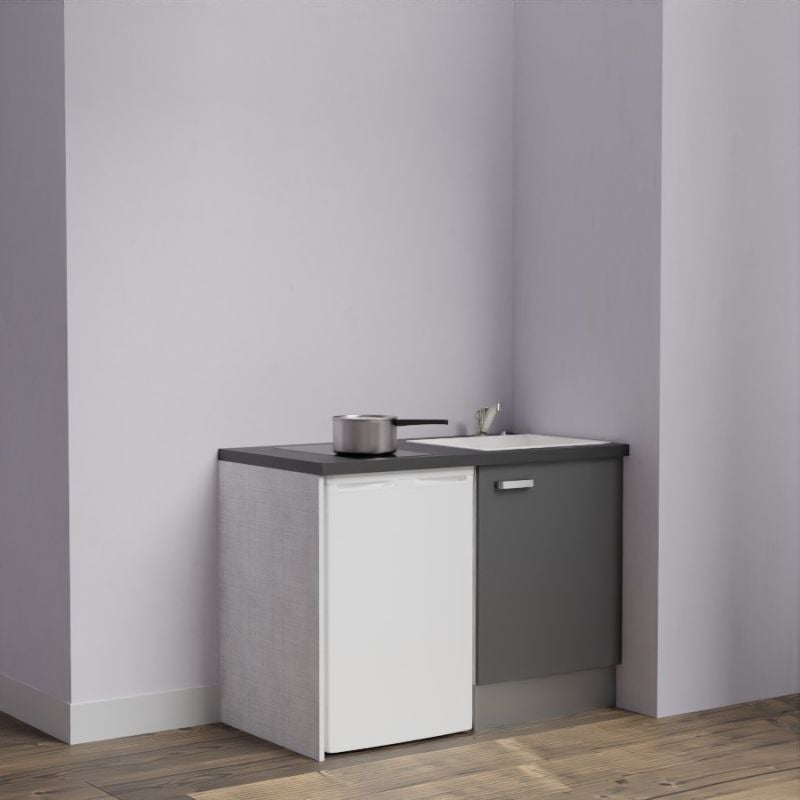 Kitchenette K08L-PT - 120 cm avec plan de travail et évier - emplacement frigo - 2