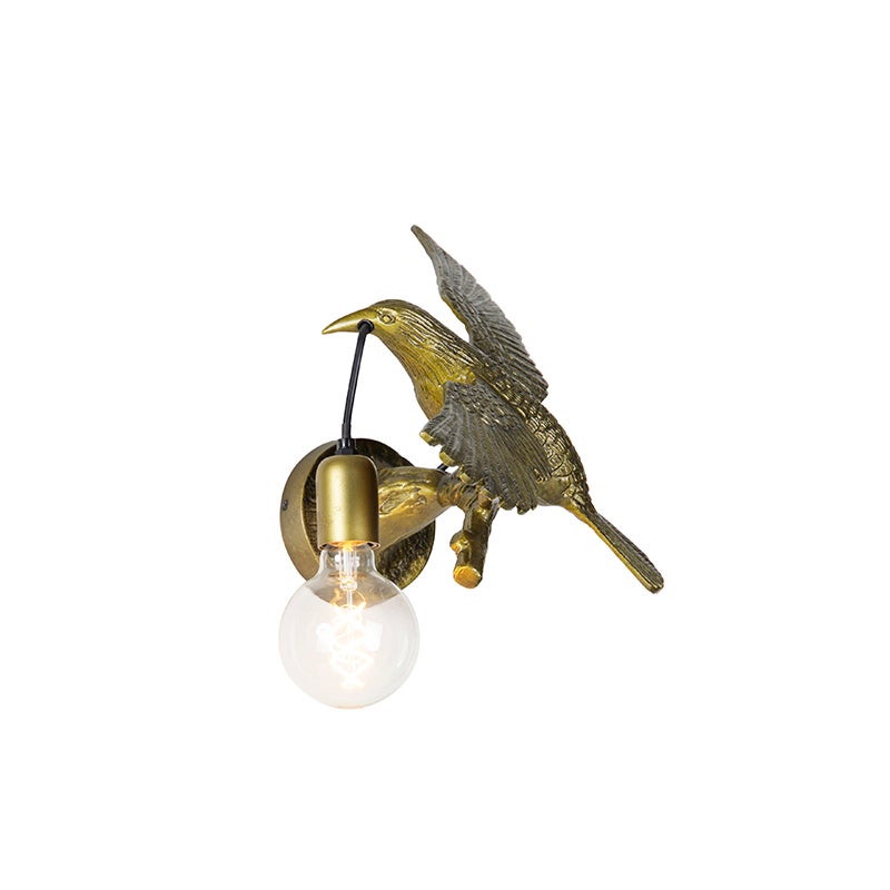 Applique Murale Rustique Tucan Doré/Laiton - Luminaire Animalier Pour Salon, Chambre Et Cuisine