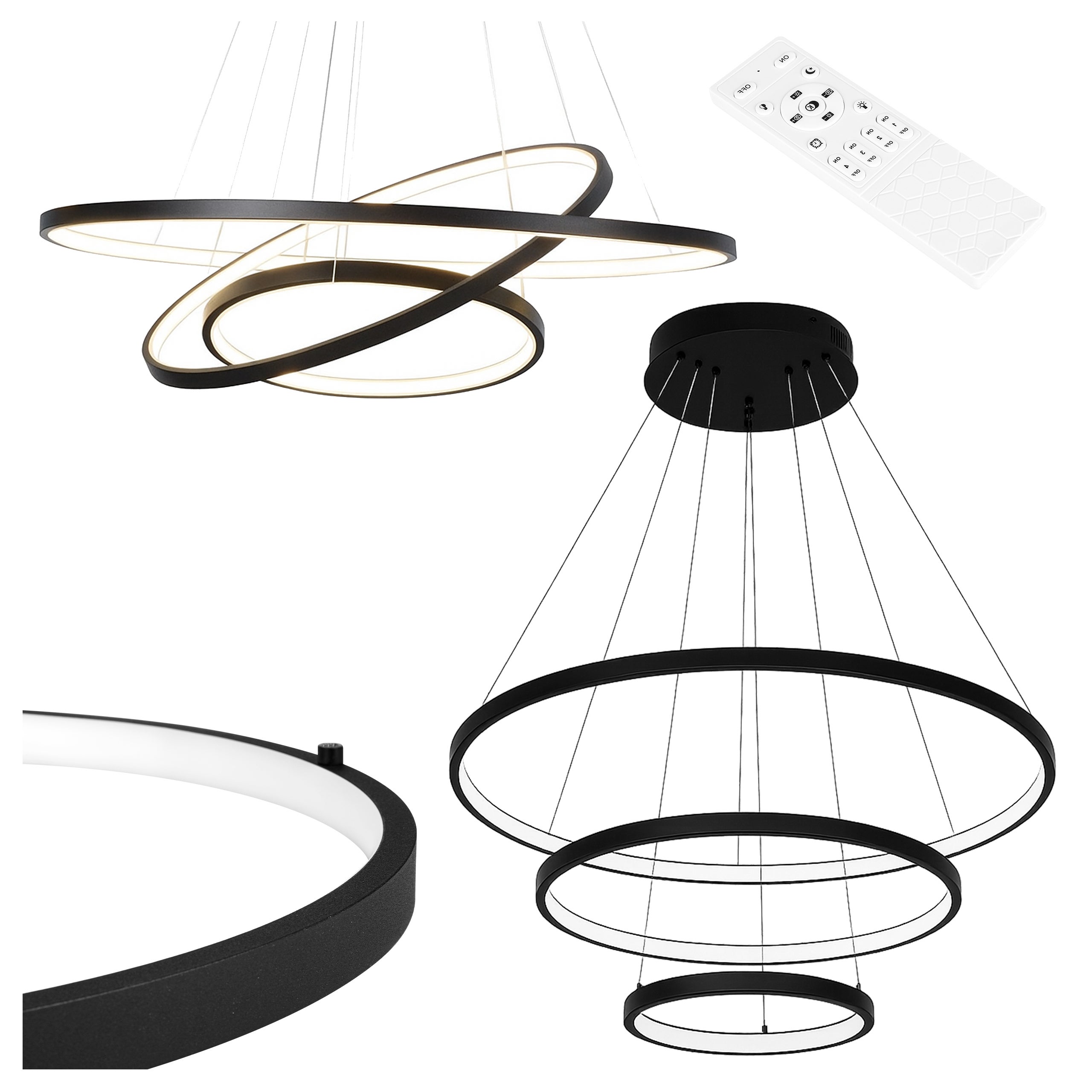 Żyrandol LED Coma 77W 20-60cm IP20 3000-6500K lampa wisząca regulowana barwa z pilotem czarny MasterLED