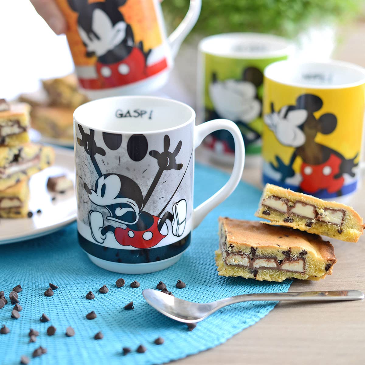 Porseleinen Mokken Set Egan Lot De 4 Tasses à Café Empilables Mickey, Am + Metalrack ML. 80 Disney Koffiemokken
