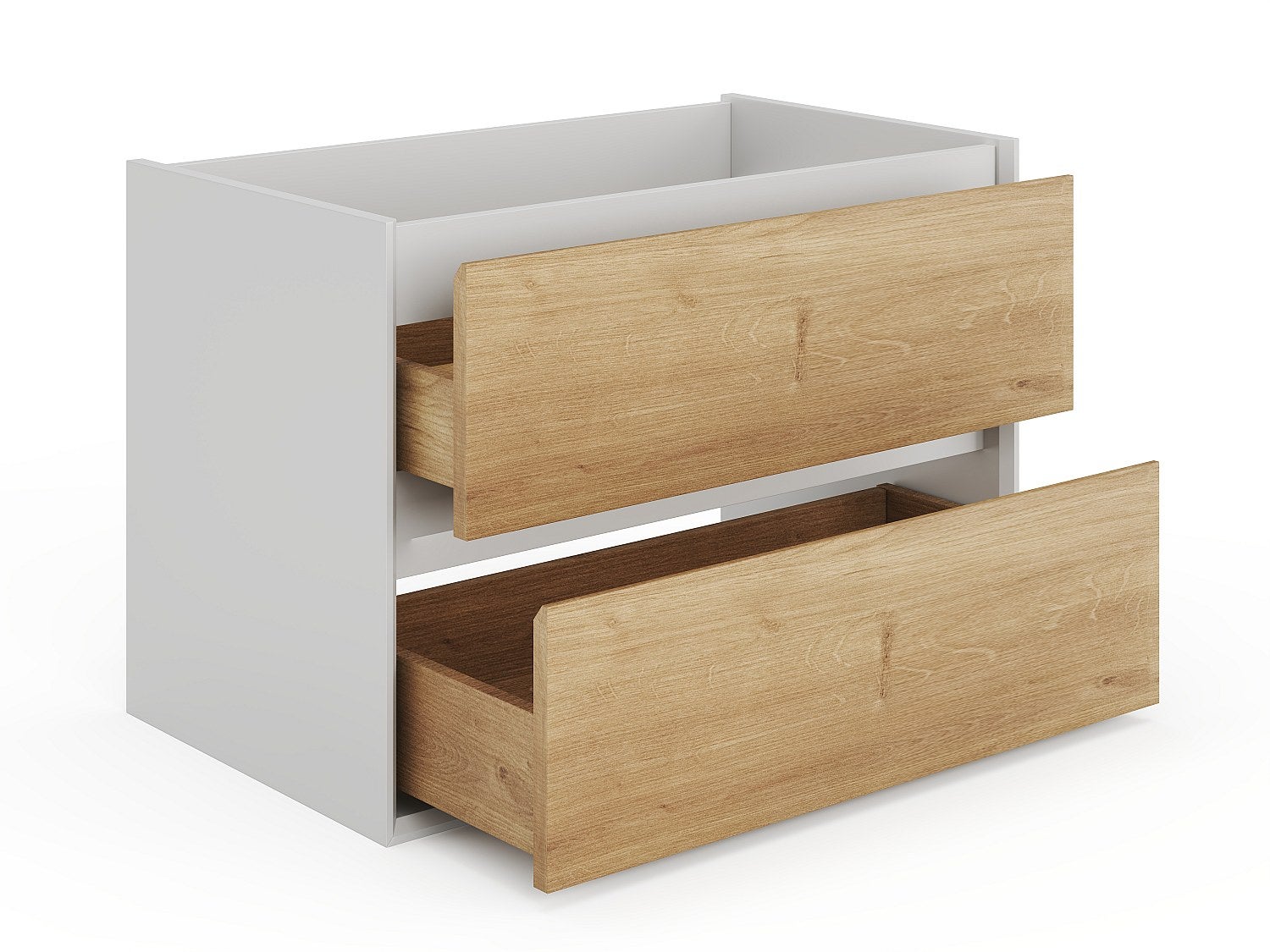 Meuble sous vasque suspendu coloris naturel et blanc - 80 cm - LANNICK - 4