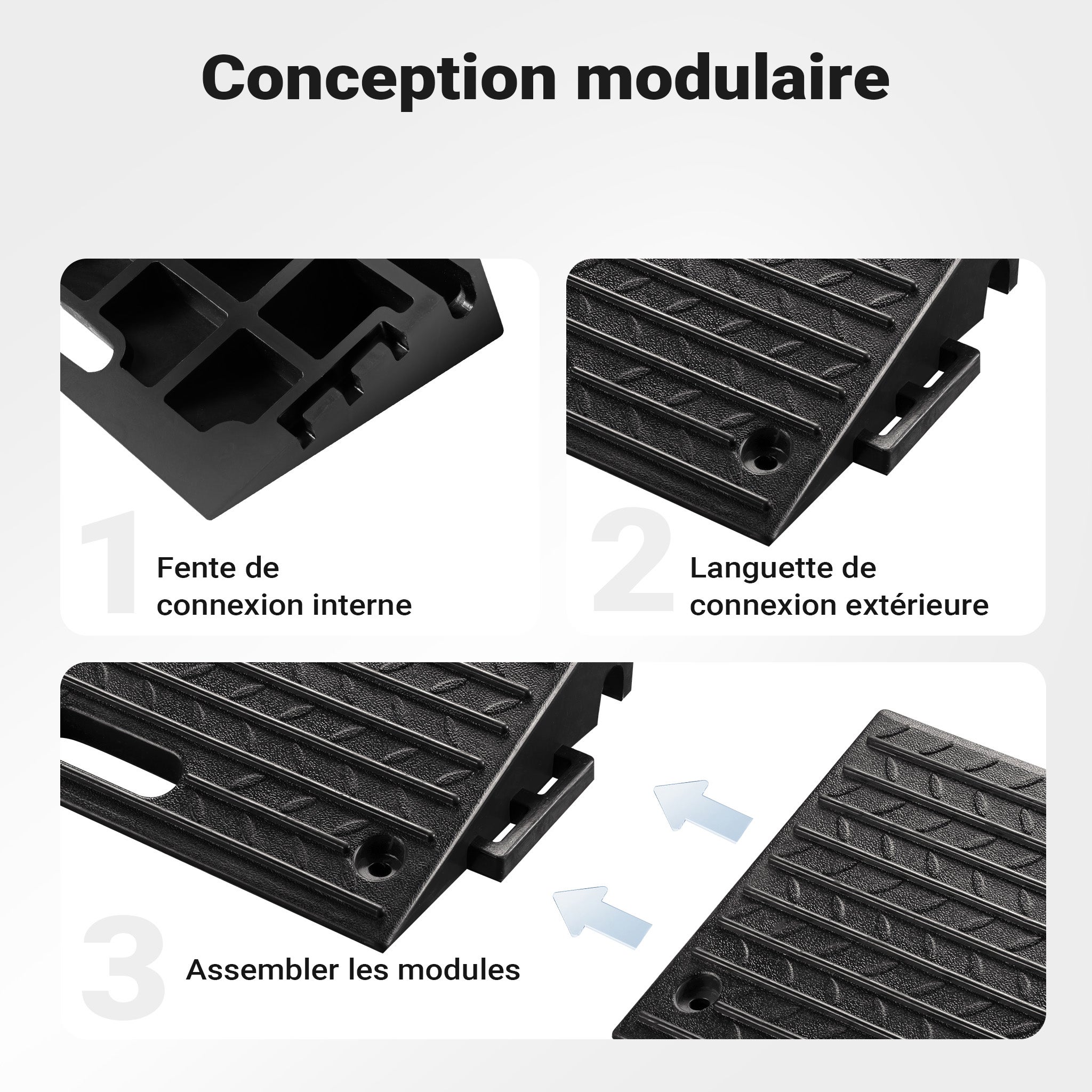 Rampe d’accès modulaire – 500 x 315 x 107 mm – Capacité max. 50 t – en Caoutchouc – Handicapés, Fauteuil roulant & Déambulateur – Surface… Wiltec - 5